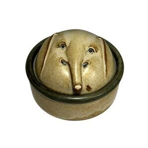 Vintage UCTCI Japan Stoneware Elephant Trinket Box Covered Dish 1960s 3.25"